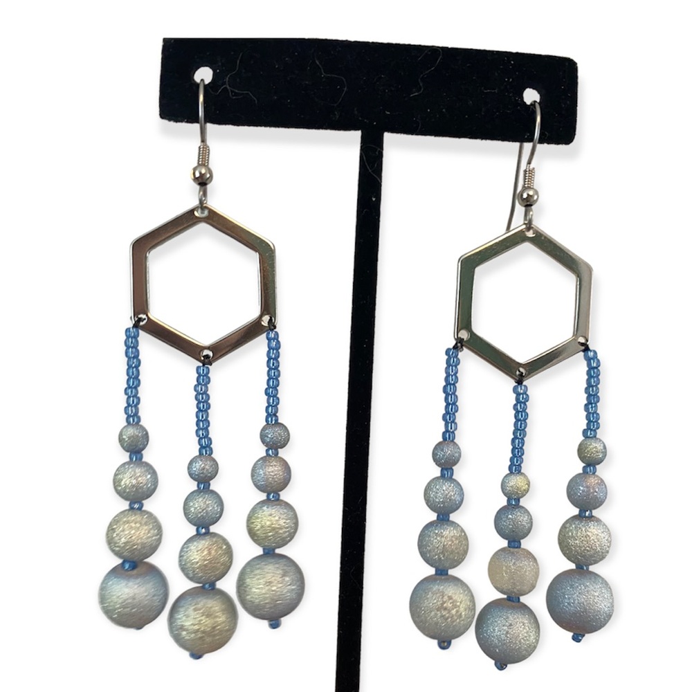 2/$20 MIX AND MATCH JEWELRY BUNDLE Handmade - silver hoops w. blue, gray…